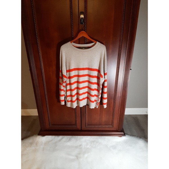 Boden Sweaters - Boden Women's Size XL Wool/Cashmere Blend Striped Sweater Button Sides Beige/Red
